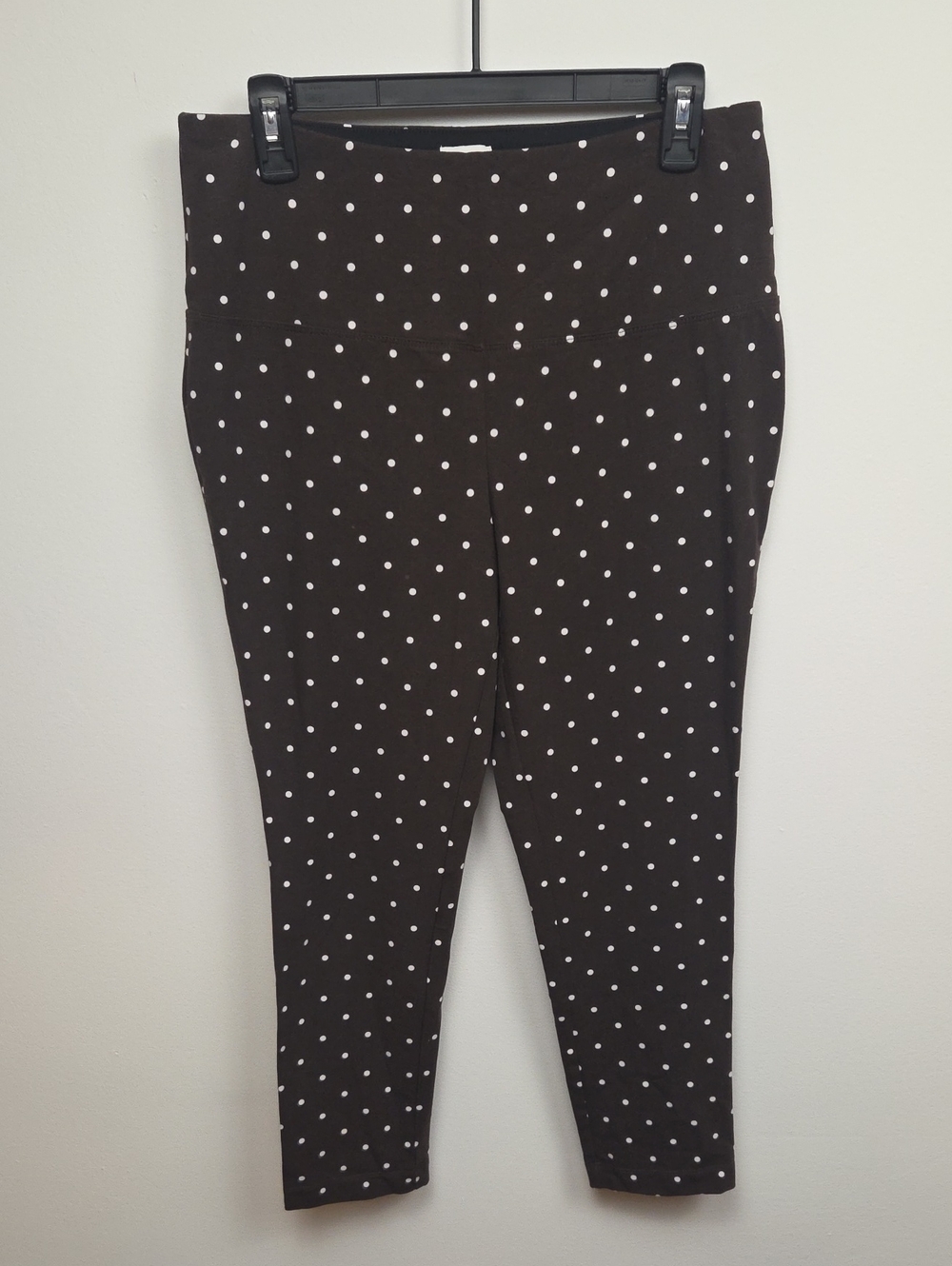 Zenergy By Chico's Brown & White Polka Dot Stretchy So Slimming Leggings Medium